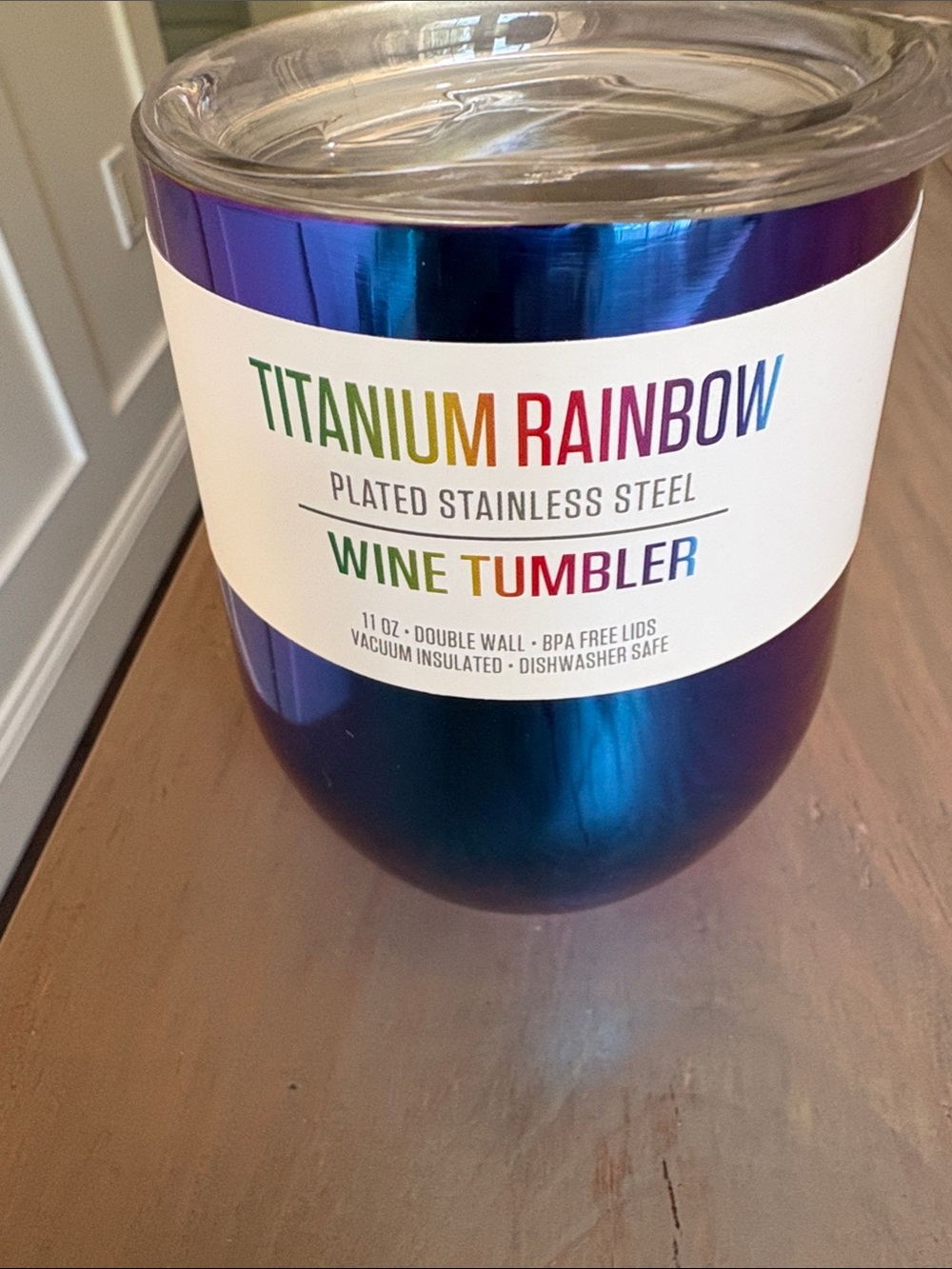 Titanium Rainbow Wine Tumbler - Iridescent Blue
